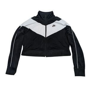 Black & White Nike Women's Windrunner Crop Jacket Size L